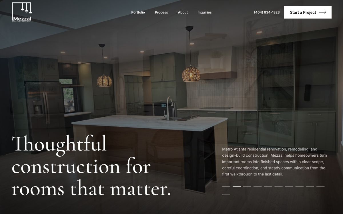 Screenshot of the live mezzal.com website